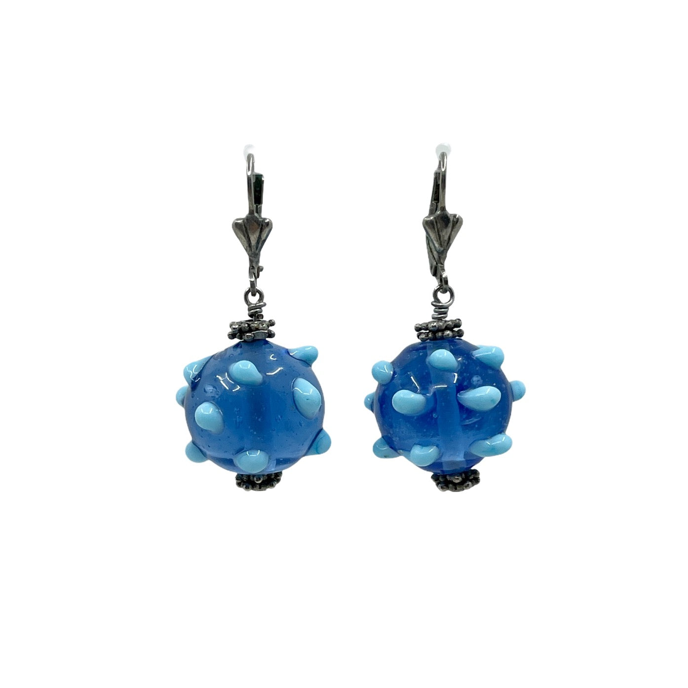 sterling silver lamp work glass bead earrings - GM164