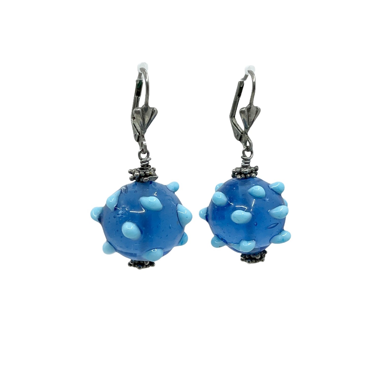 sterling silver lamp work glass bead earrings - GM164