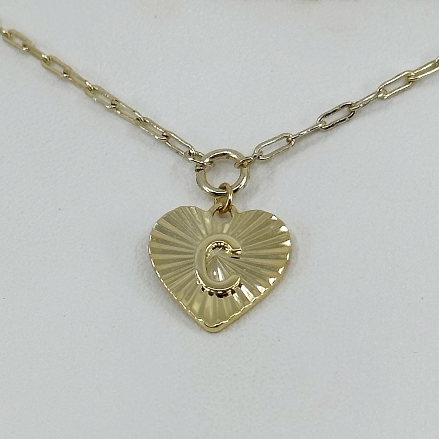 Gold tone C letter Pendant paperclip chain Necklace