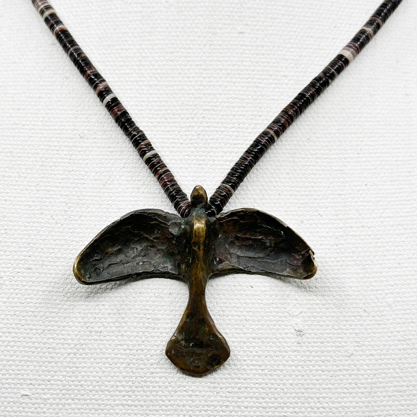 navajo bronze thunderbird heishi shell necklace