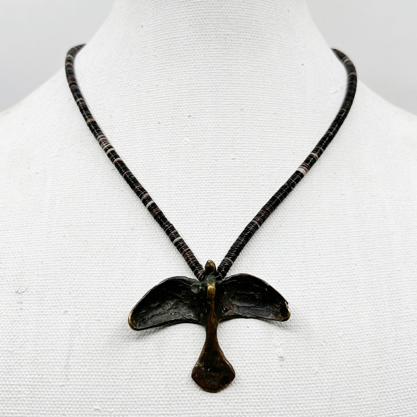 navajo bronze thunderbird heishi shell necklace