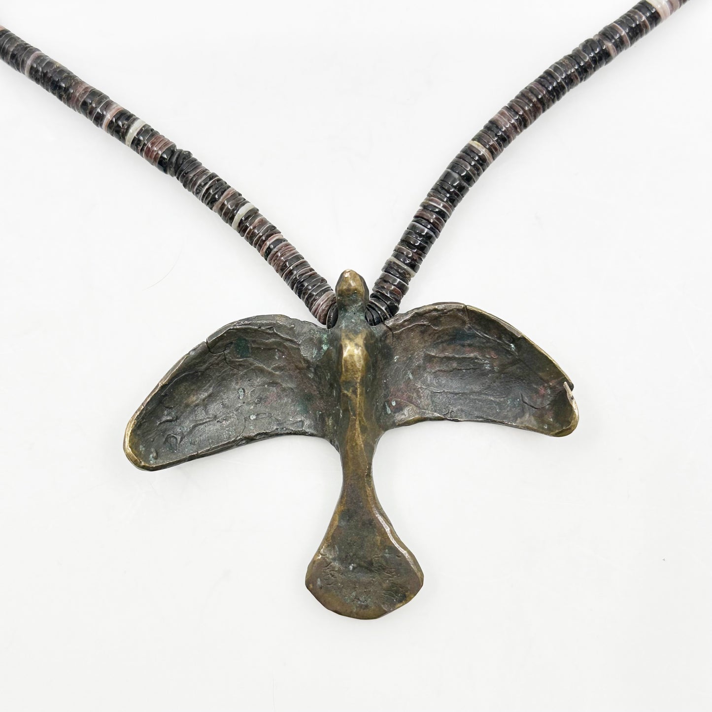 navajo bronze thunderbird heishi shell necklace