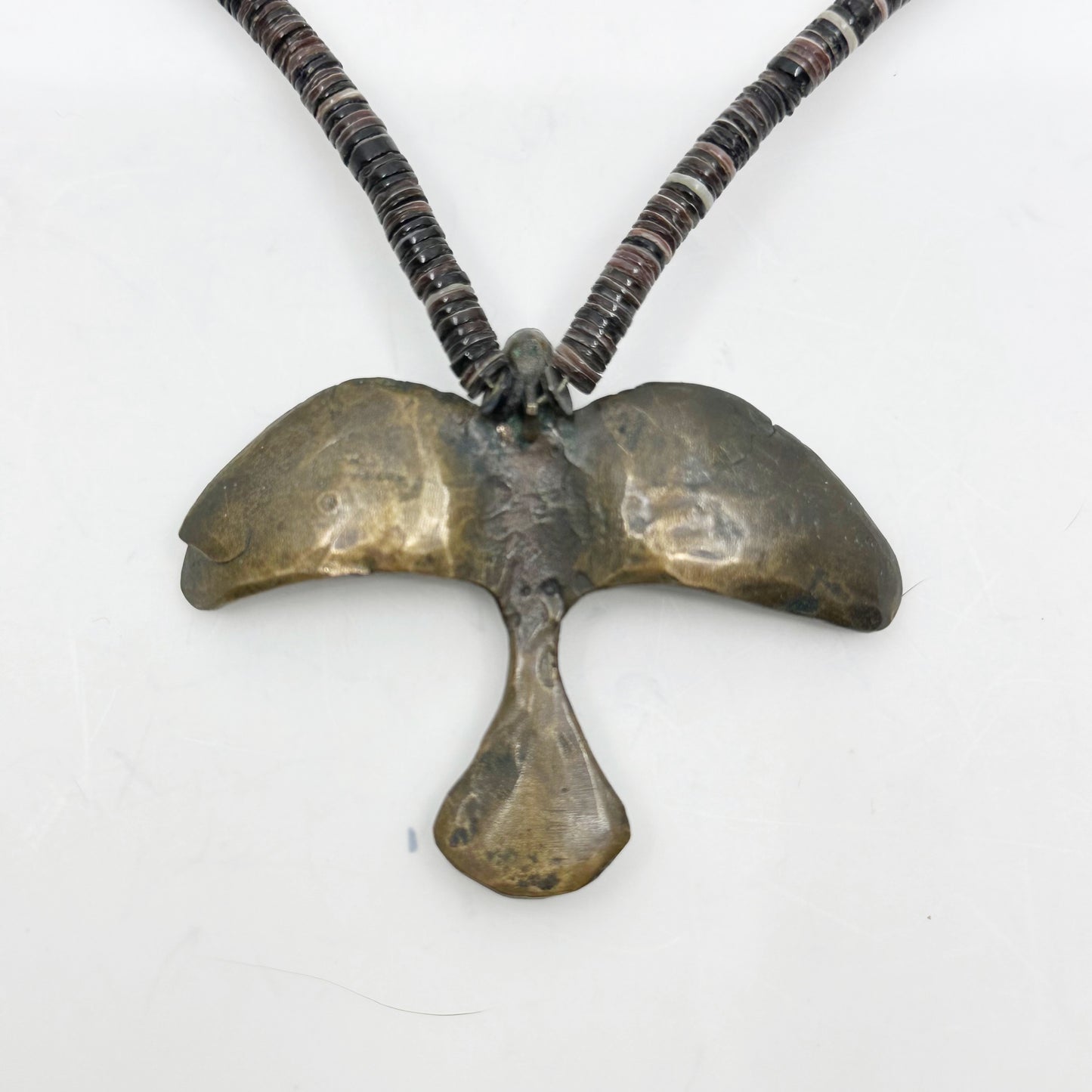 navajo bronze thunderbird heishi shell necklace