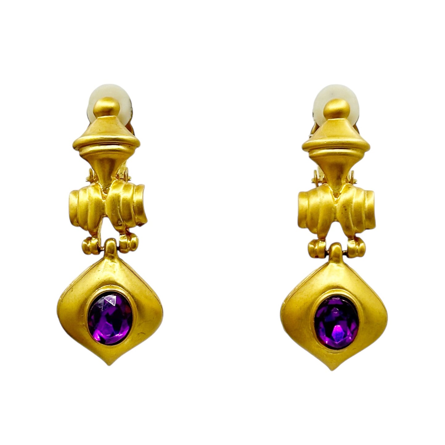 Vintage Gold tone rhinestone drop earrings - GM3018