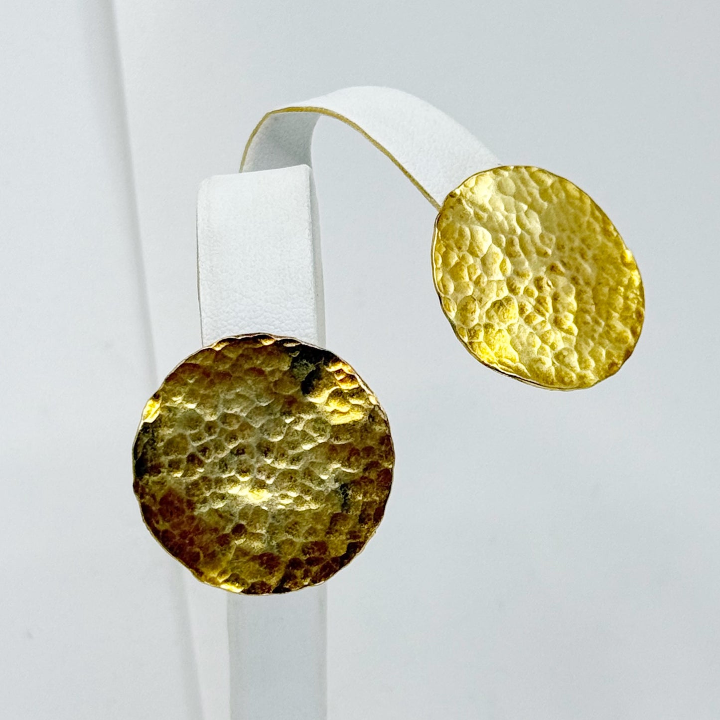 22k gold over sterling silver hammered disk stud earrings - GM172