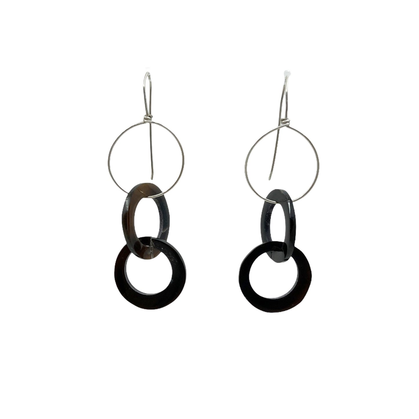 sterling silver horn link earrings - GM174