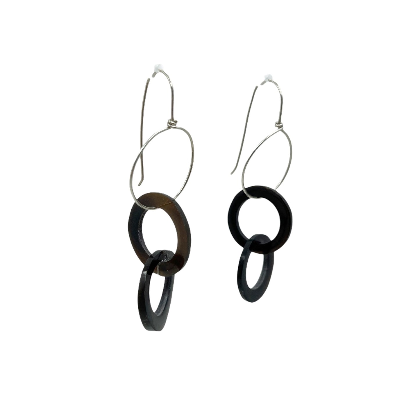 sterling silver horn link earrings - GM174