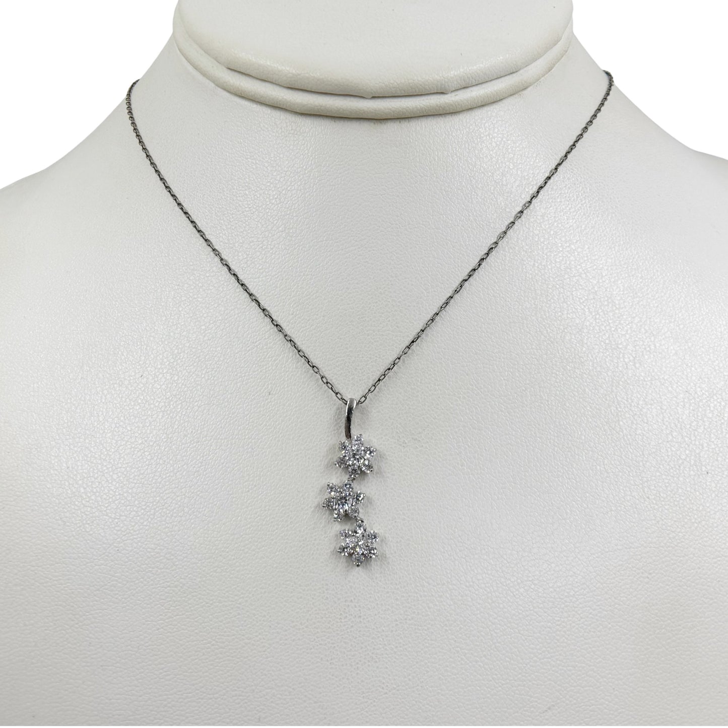 sterling silver cubic zirconia flower pendant - GM174