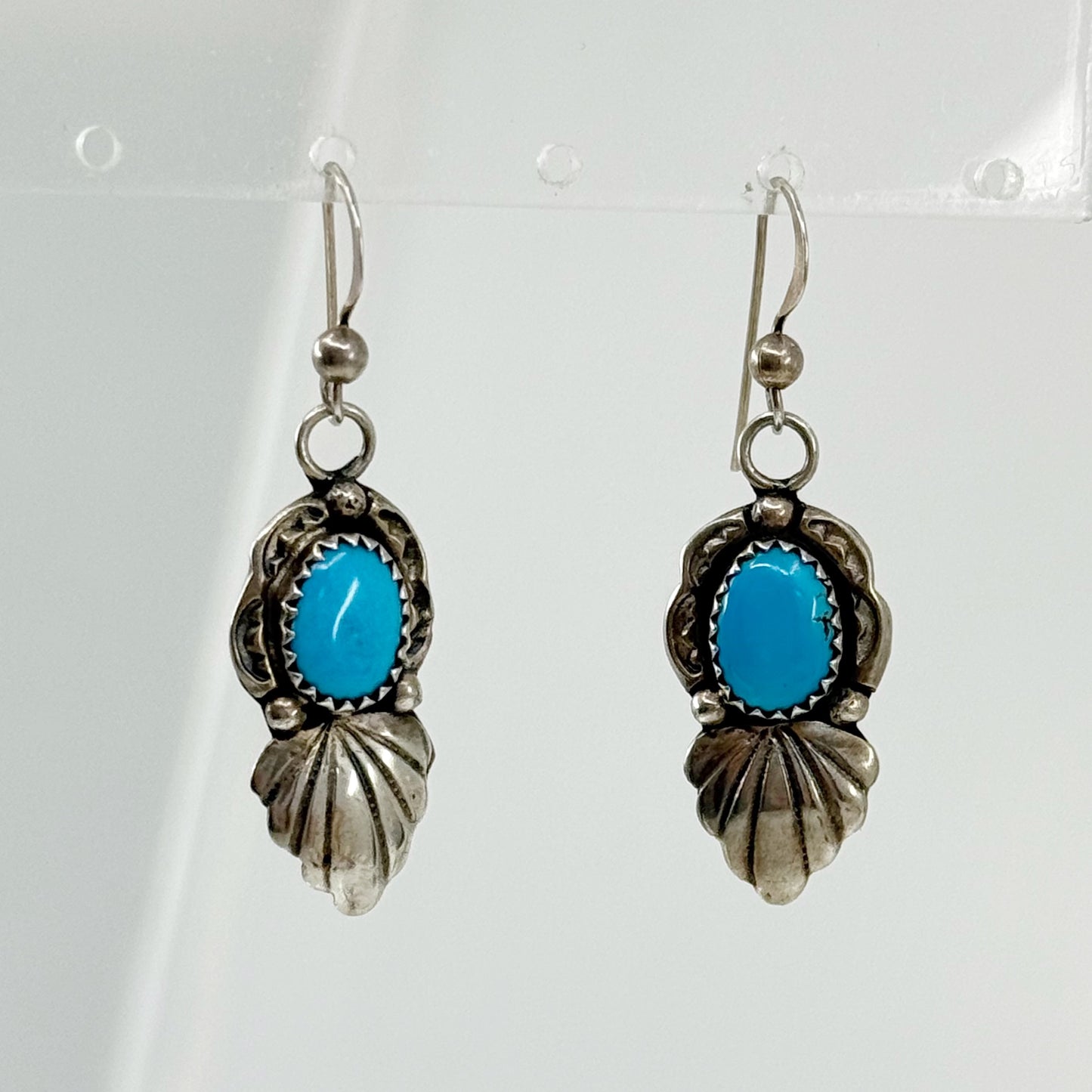 Navajo EL sterling silver turquoise drop earrings - GM176