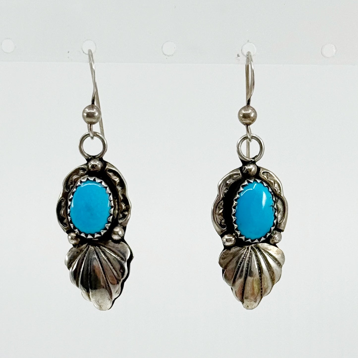 Navajo EL sterling silver turquoise drop earrings - GM176