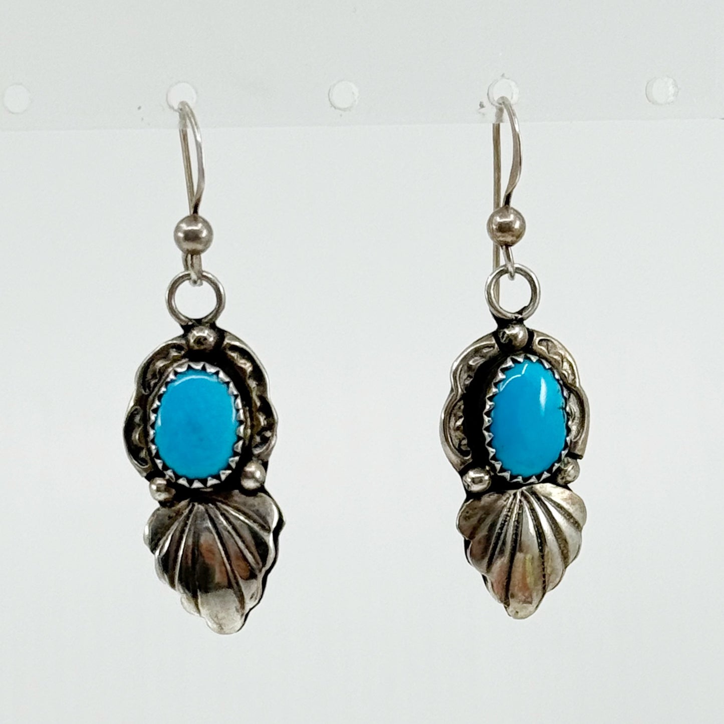 Navajo EL sterling silver turquoise drop earrings - GM176