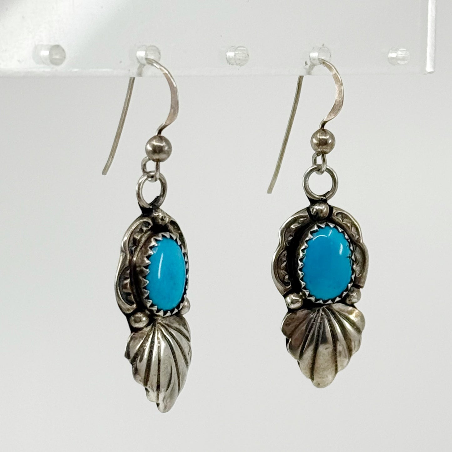 Navajo EL sterling silver turquoise drop earrings - GM176
