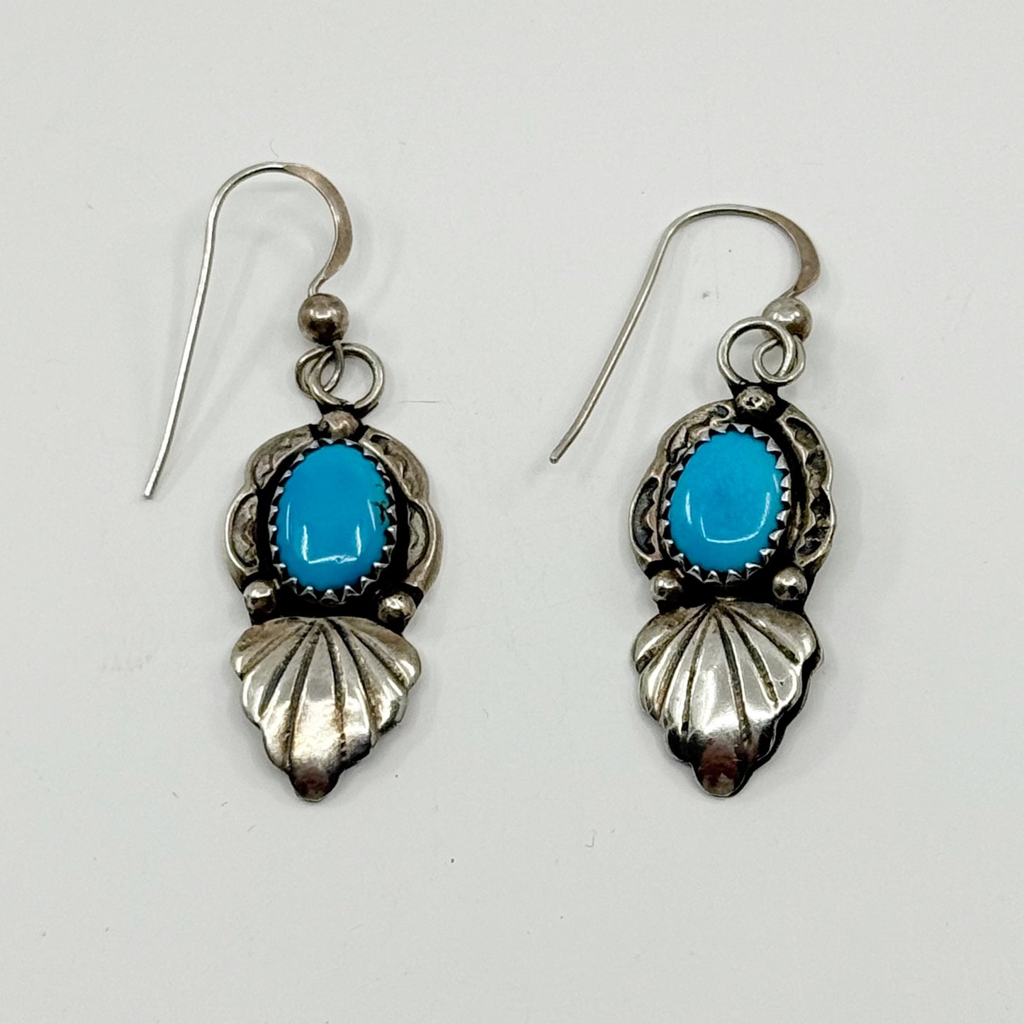 Navajo EL sterling silver turquoise drop earrings - GM176