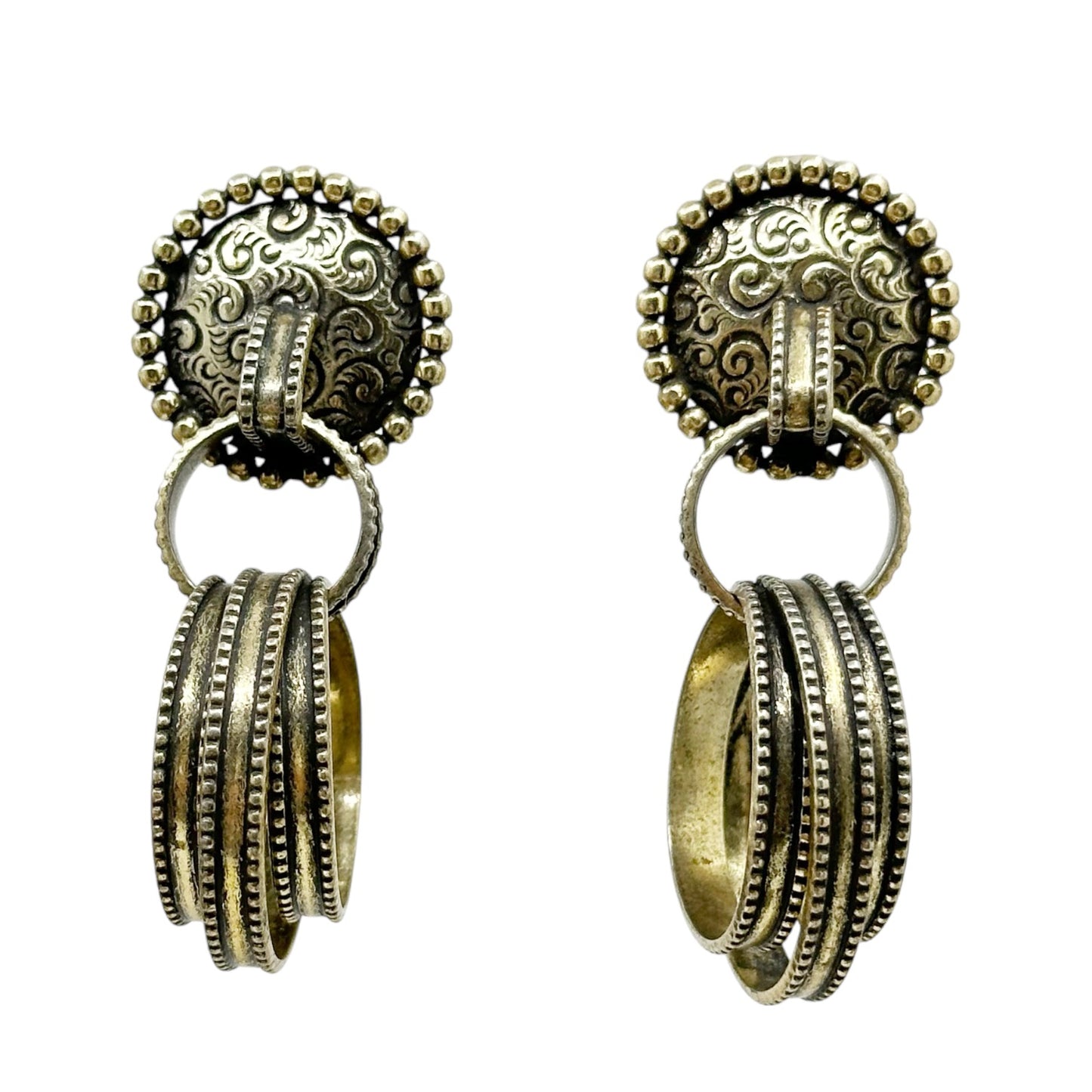 Vintage Silver tone door knocker clip on earrings - GM3019
