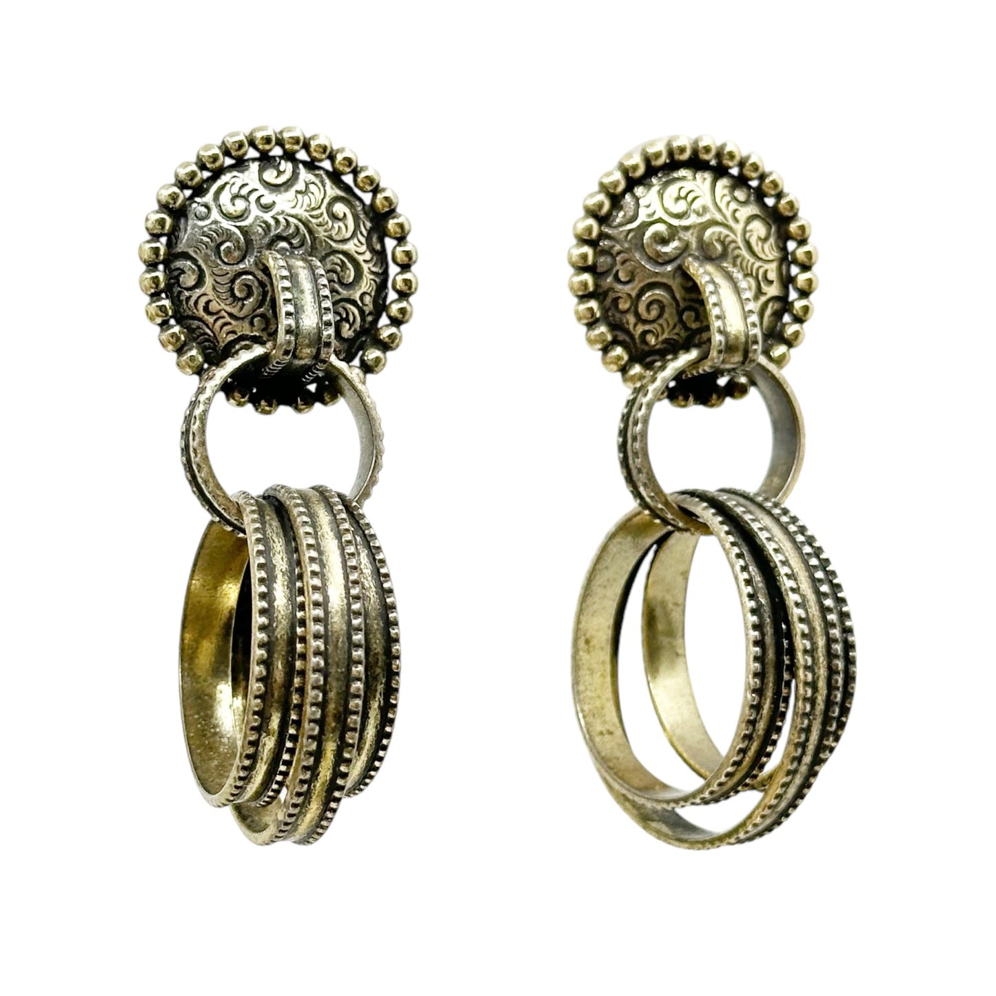 Vintage Silver tone door knocker clip on earrings - GM3019