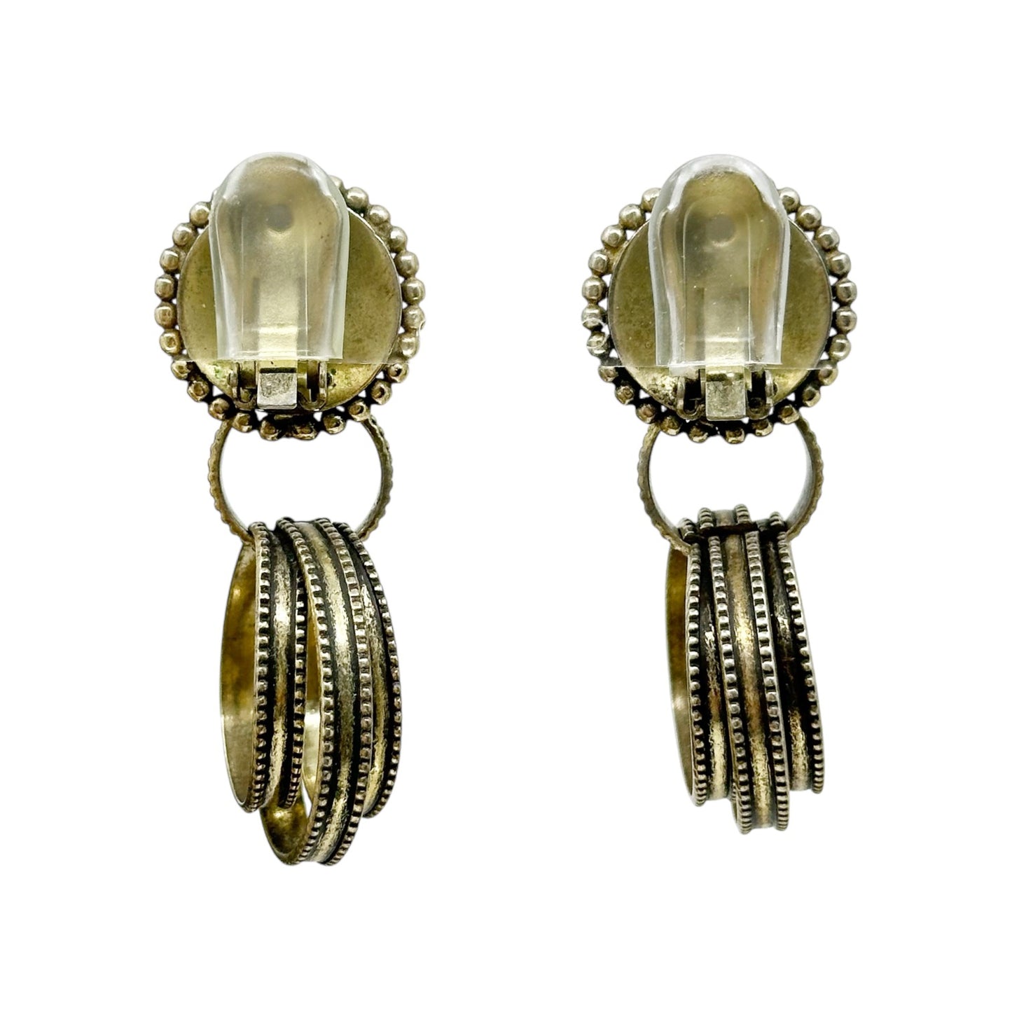 Vintage Silver tone door knocker clip on earrings - GM3019