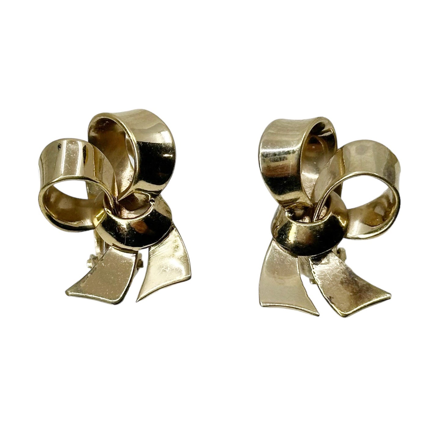 Mid Century Mexico 14k Gold Filled over brass bow earrings - GM178