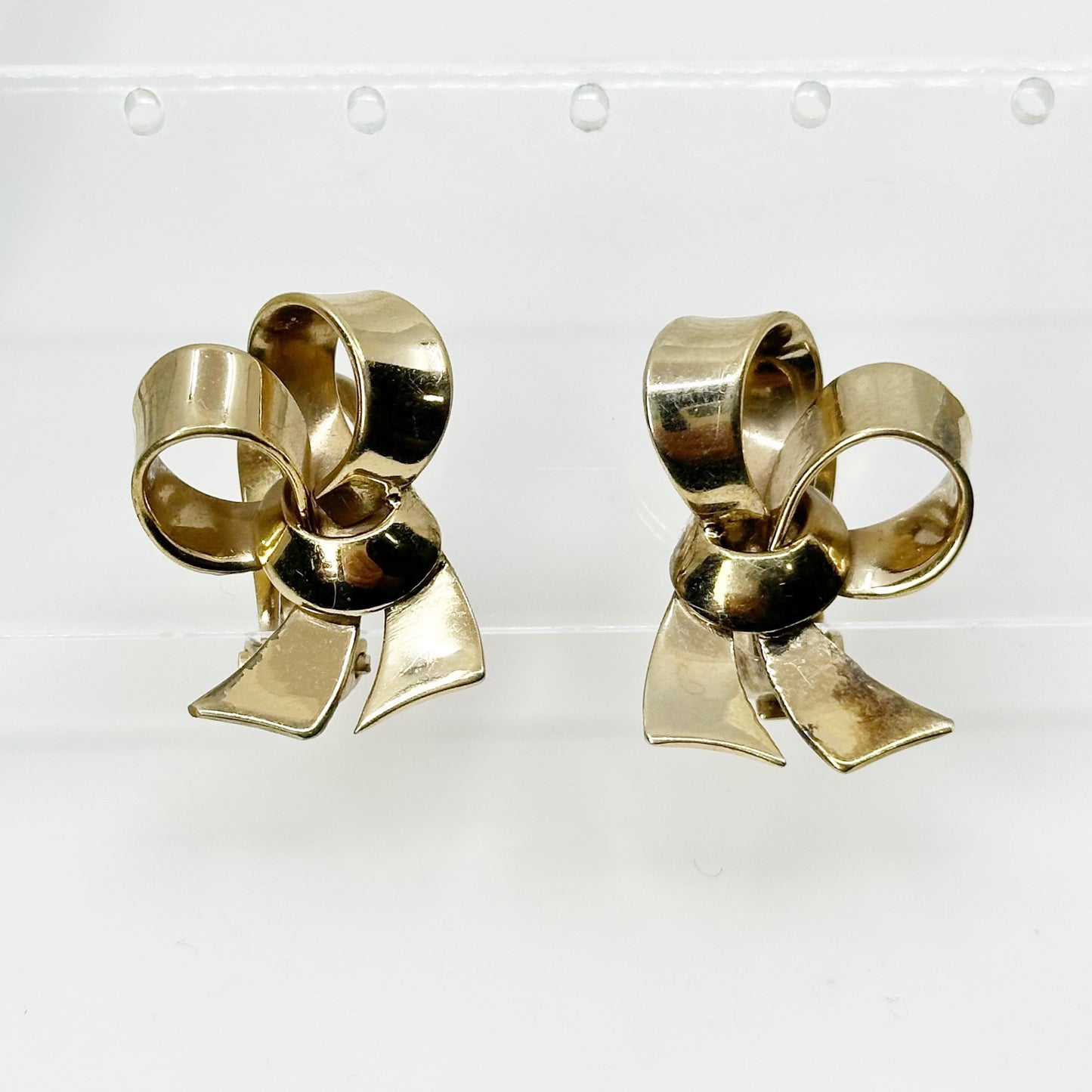 Mid Century Mexico 14k Gold Filled over brass bow earrings - GM178