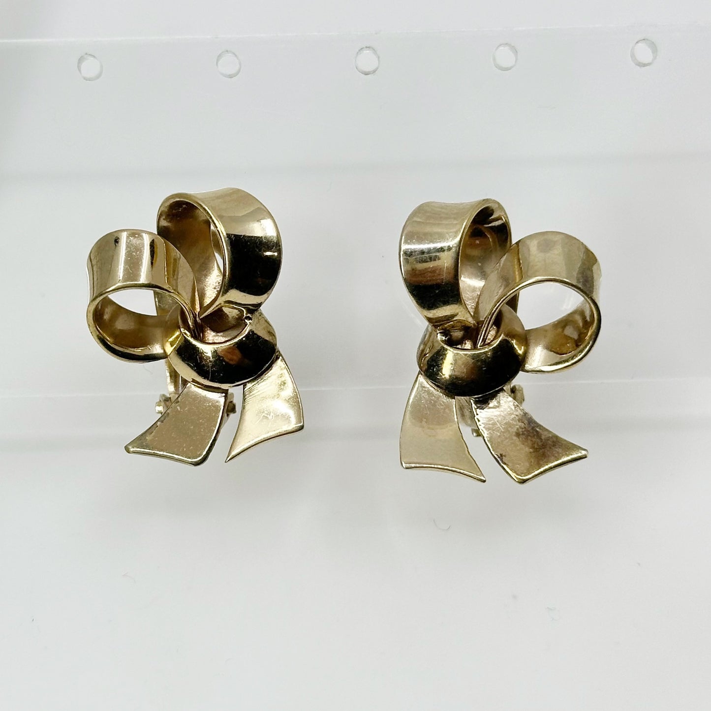 Mid Century Mexico 14k Gold Filled over brass bow earrings - GM178