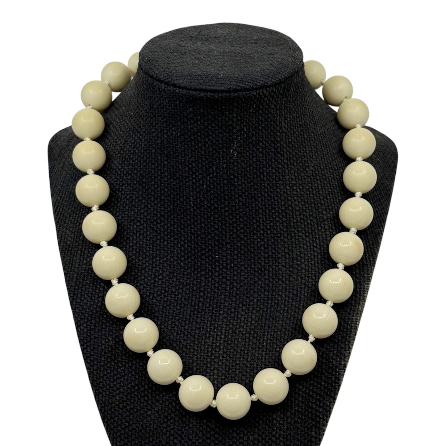 Vintage Les Bernard French ivory Celluloid bead necklace - GM179