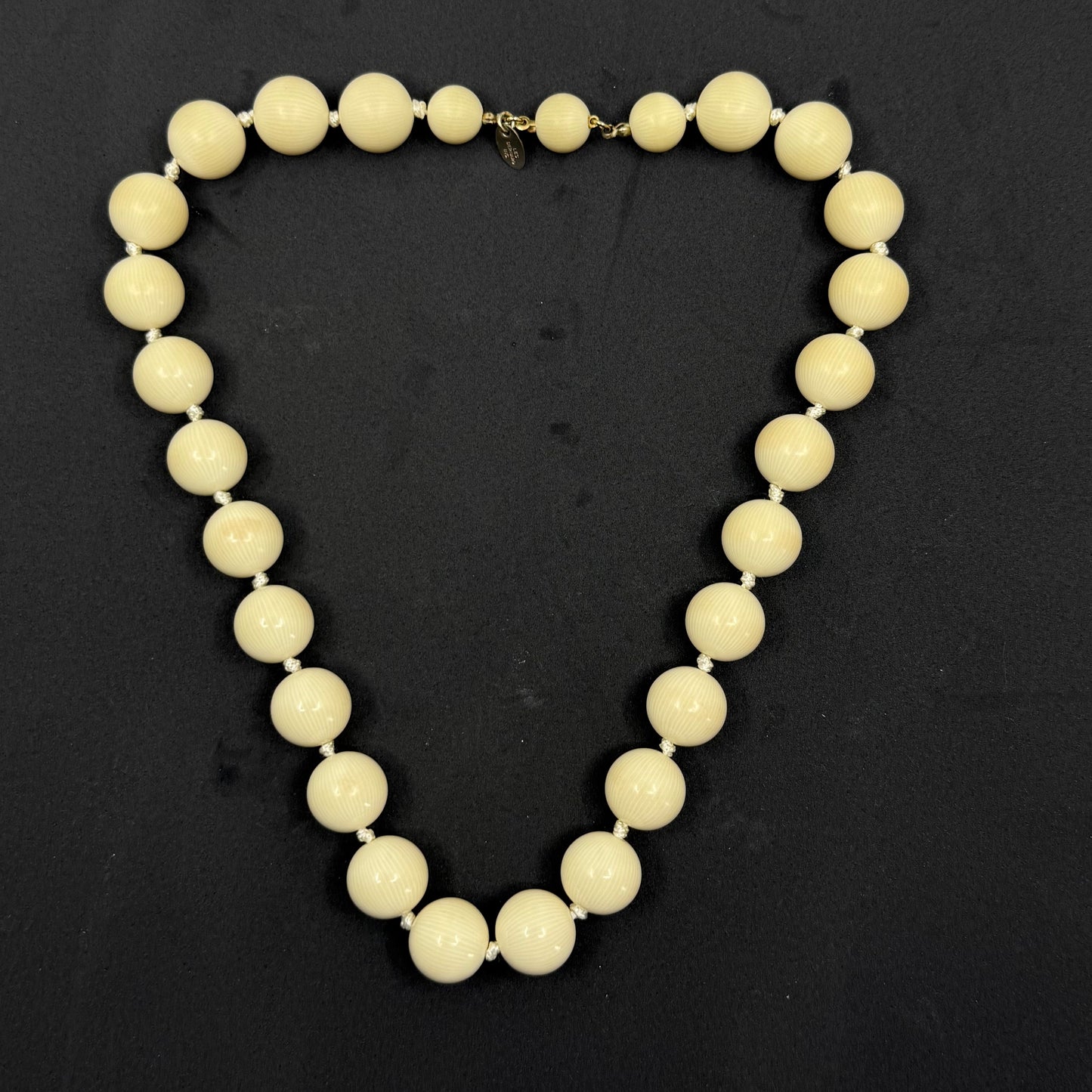 Vintage Les Bernard French ivory Celluloid bead necklace - GM179