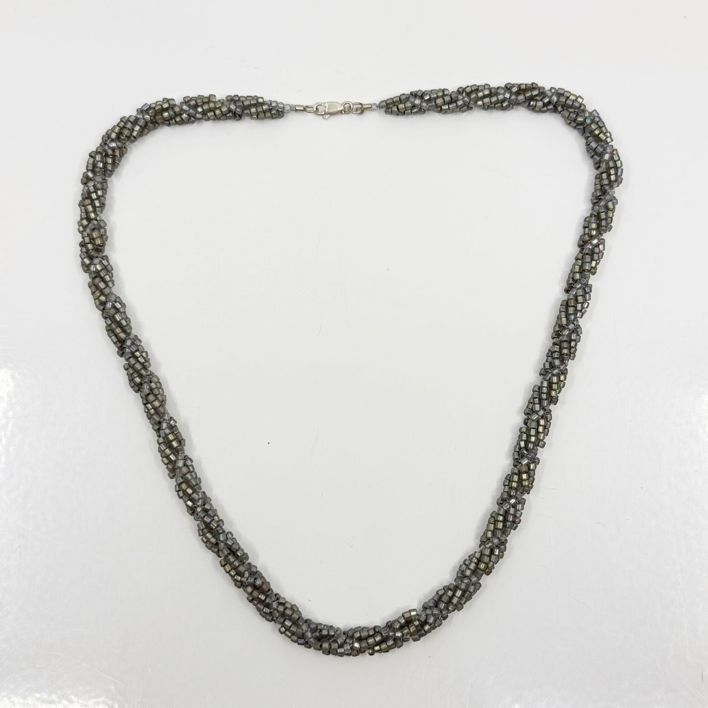 Hand Made sterling silver glass seed bead necklace GM724