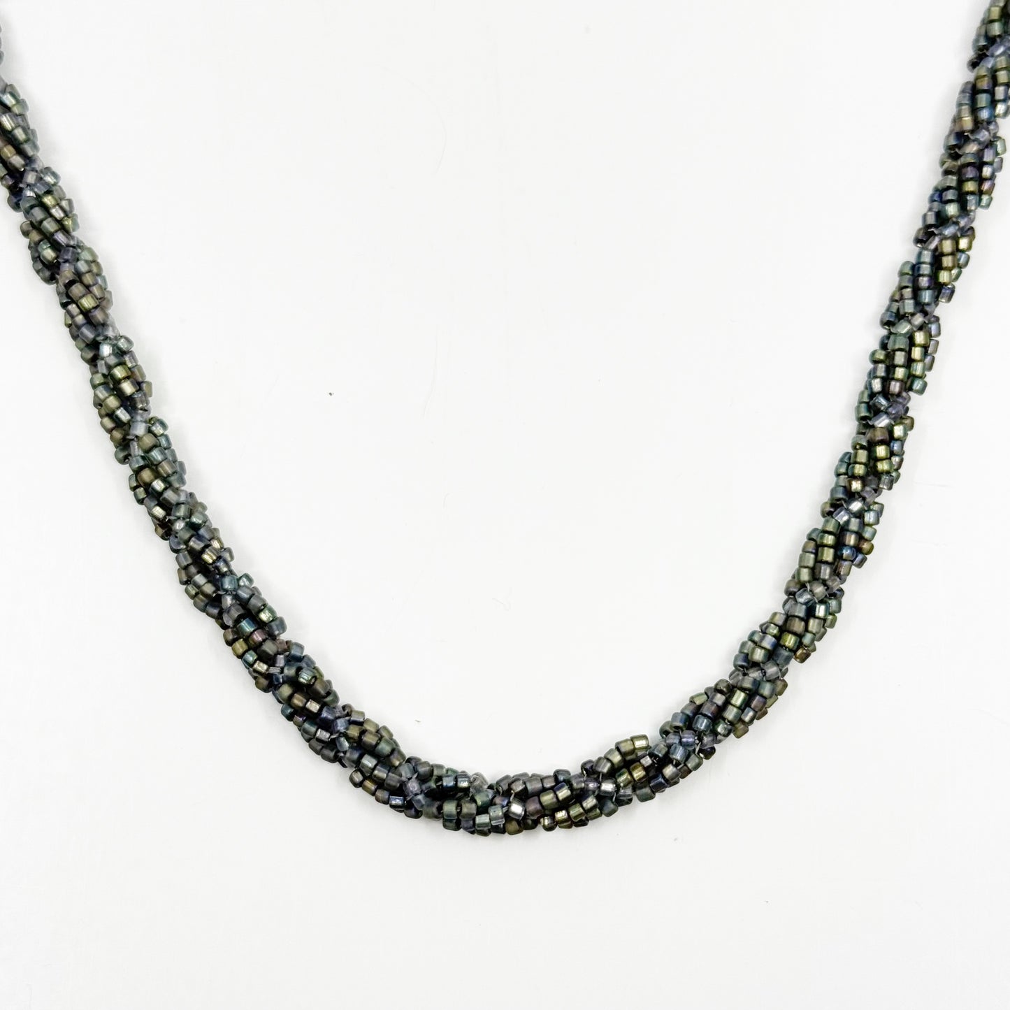 Hand Made sterling silver glass seed bead necklace GM724