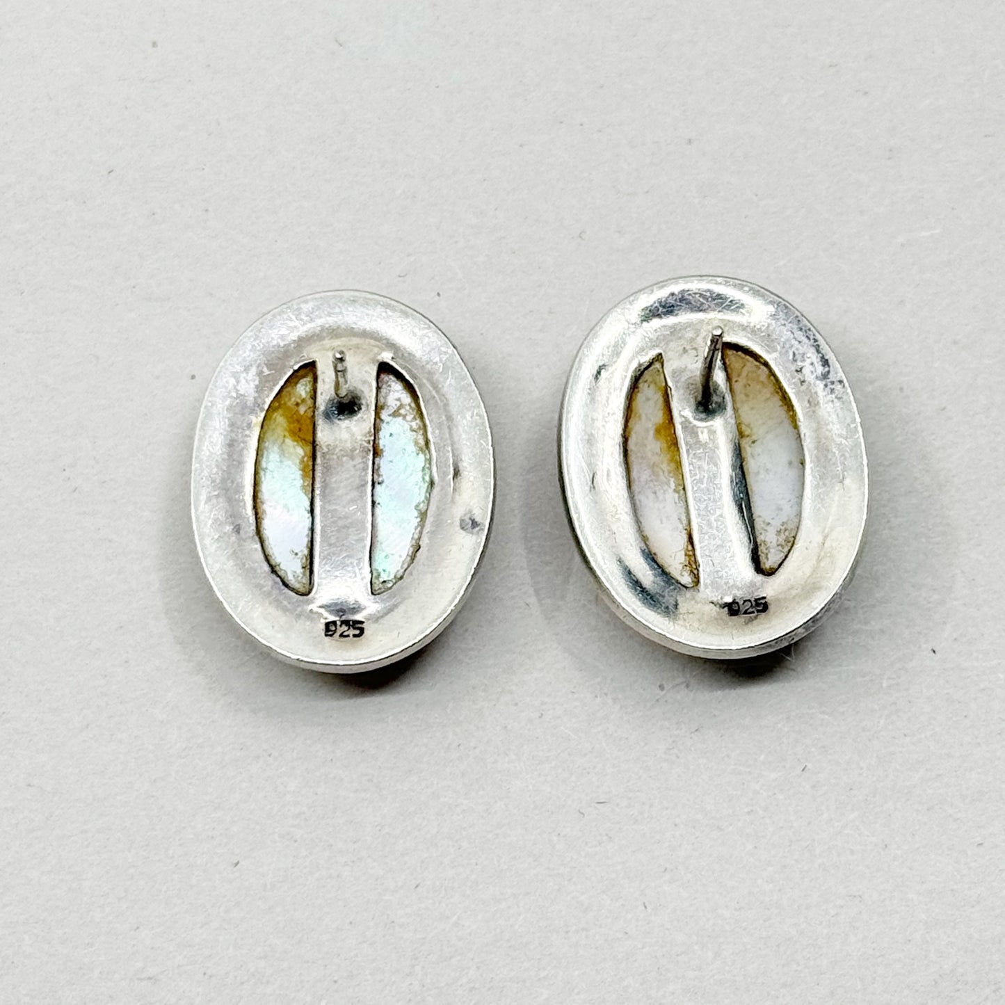 Sterling silver mabe pearl & marcasite earrings - GM18