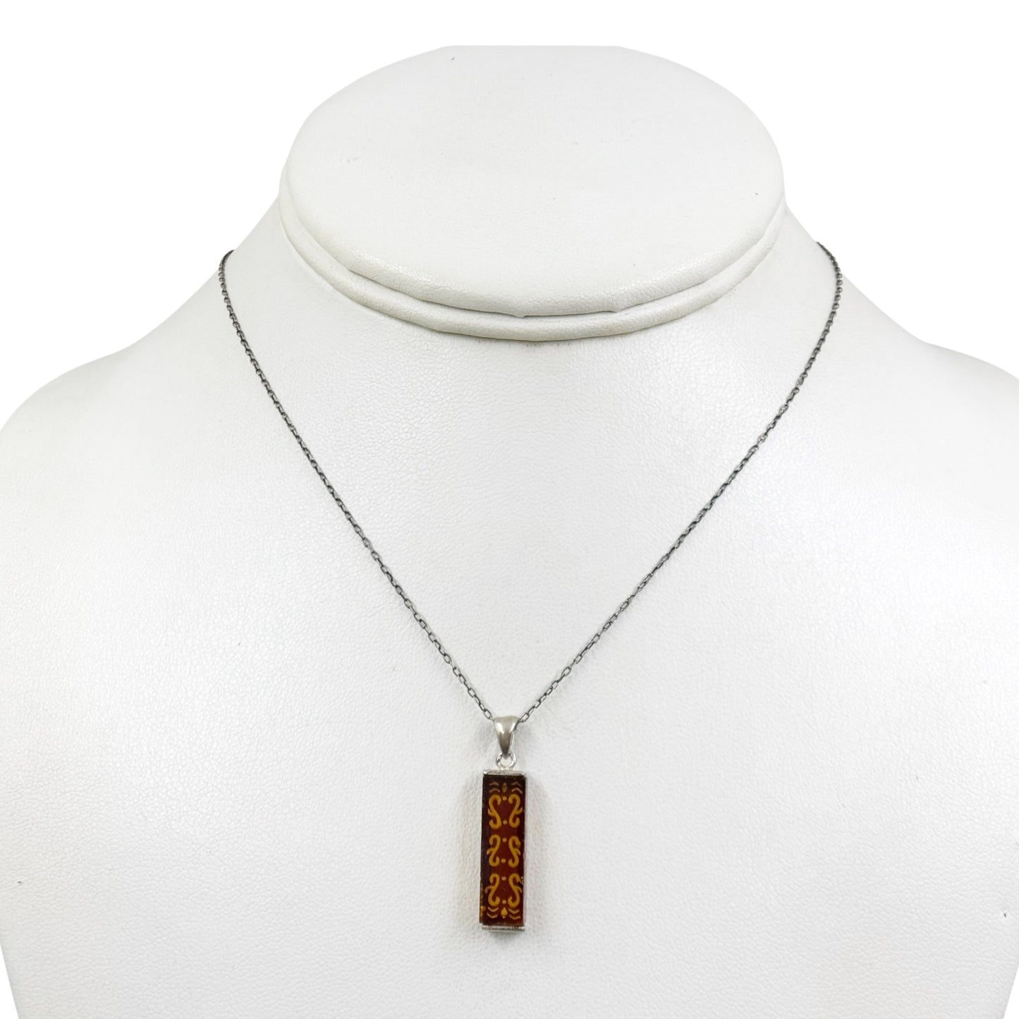 sterling silver carved acrylic pendant - GM180