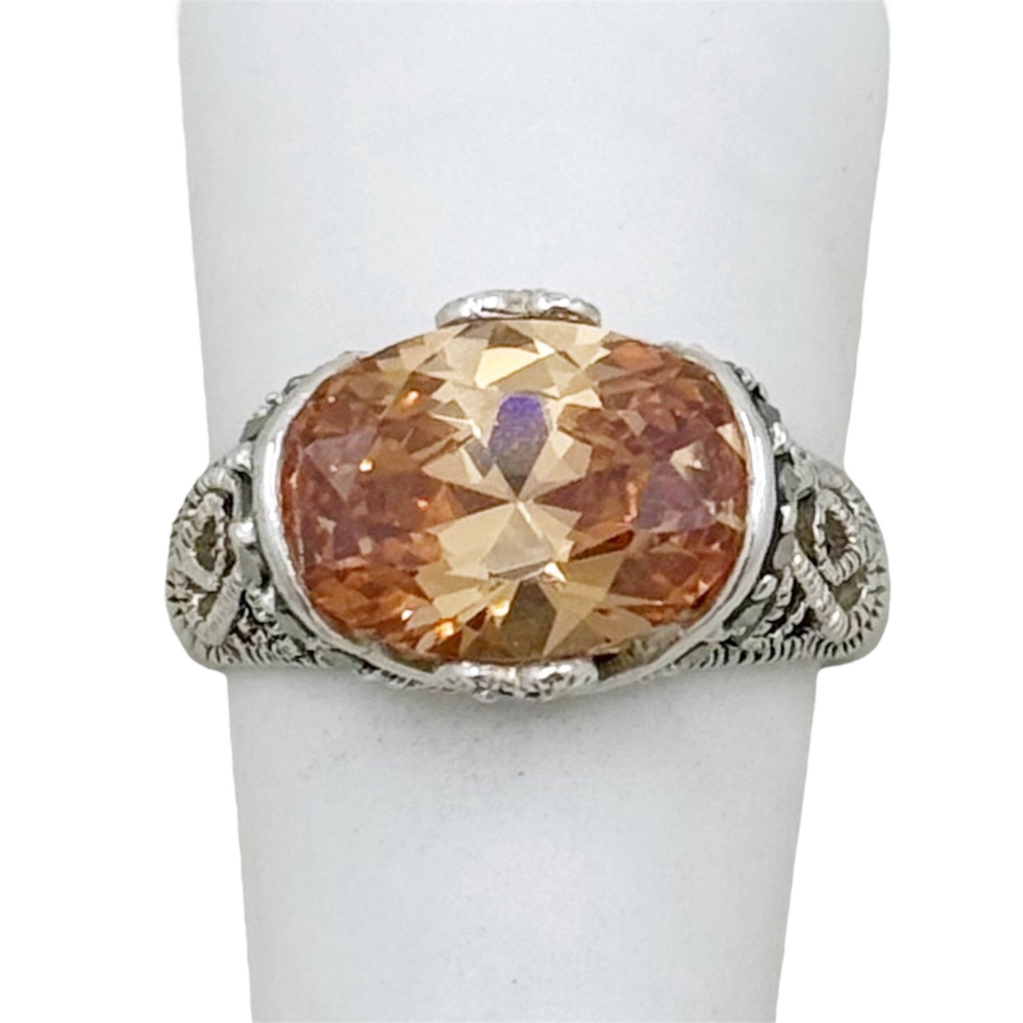 sterling silver cubic zirconia & marcasite ring - GM181