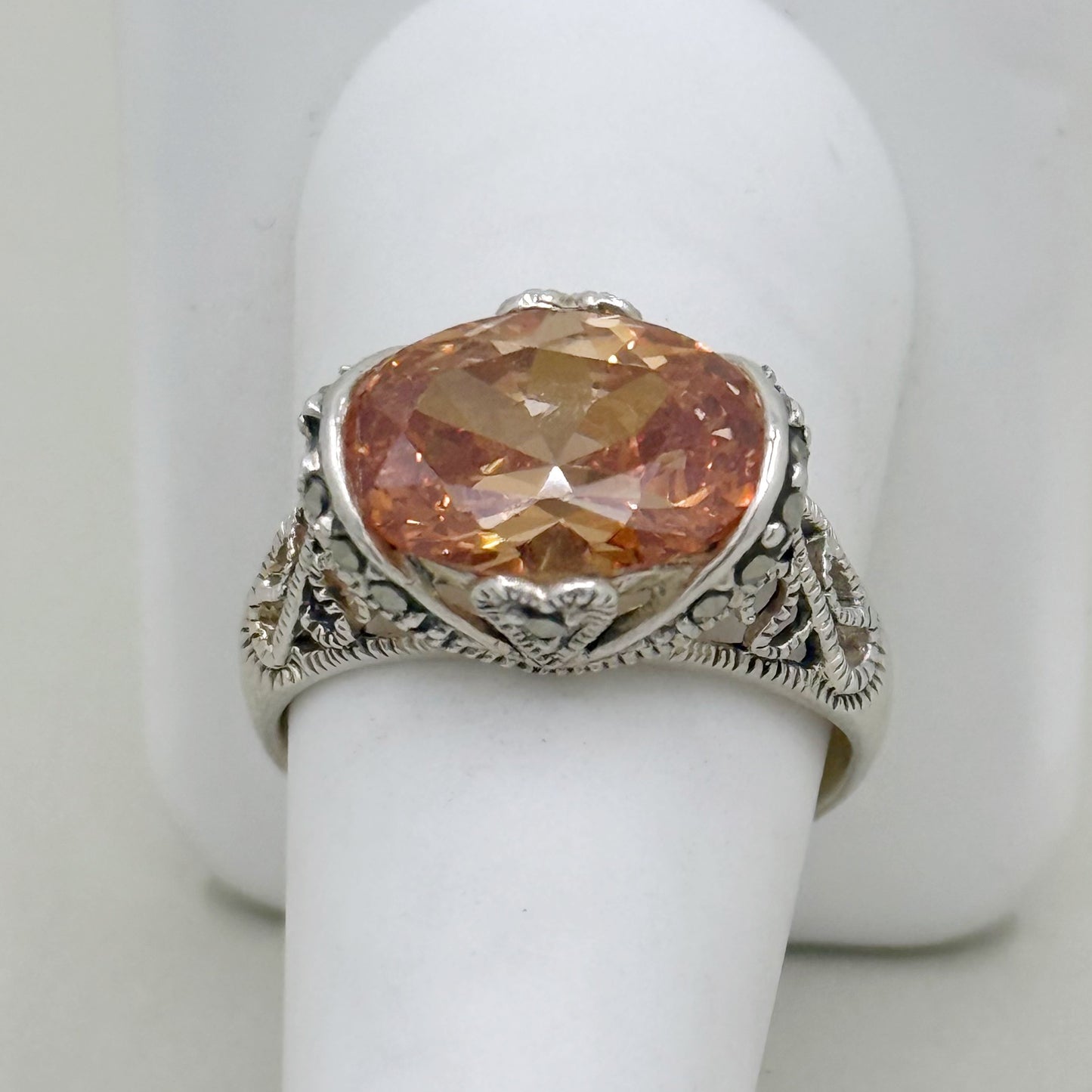 sterling silver cubic zirconia & marcasite ring - GM181