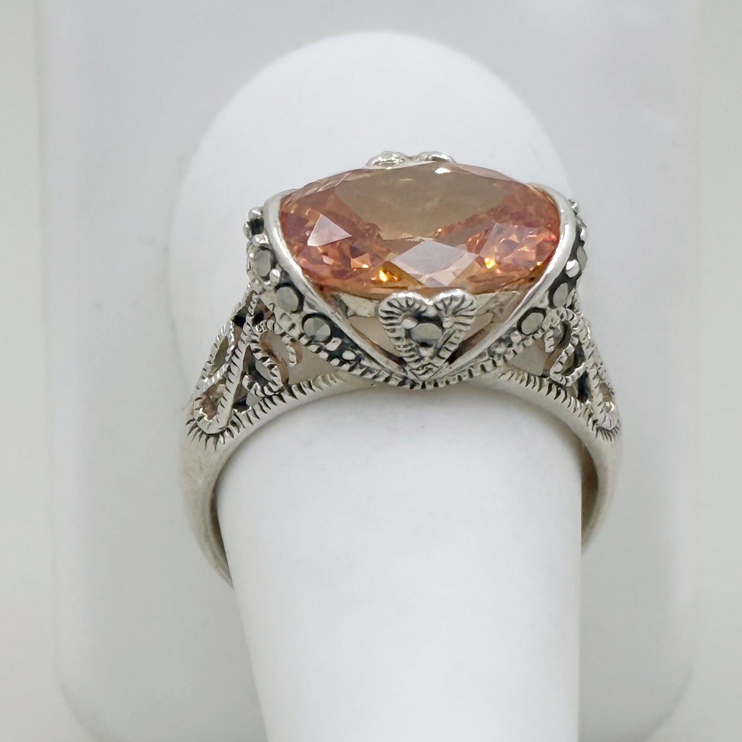 sterling silver cubic zirconia & marcasite ring - GM181