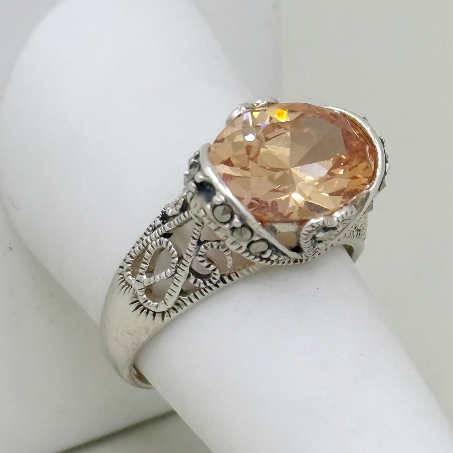 sterling silver cubic zirconia & marcasite ring - GM181