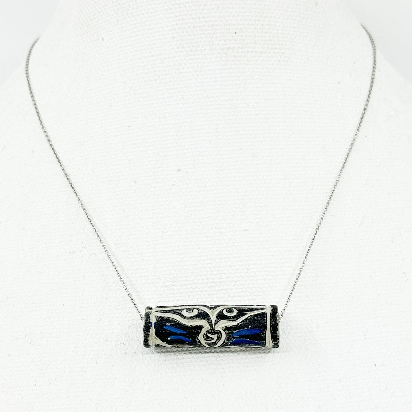Sterling silver Buddha wisdom eyes bead pendant necklace - GM182