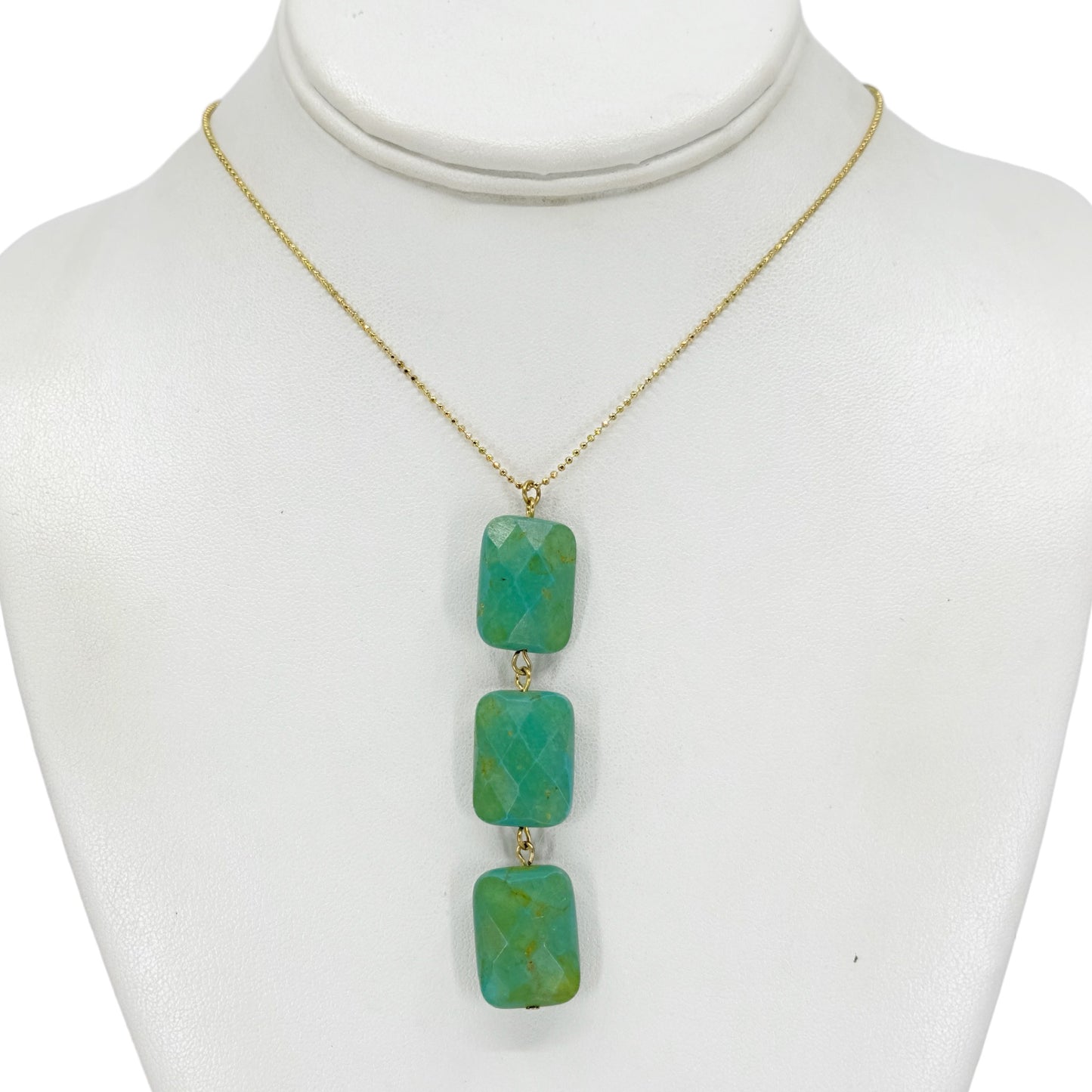 Gold Vermeil sterling silver turquoise bead necklace - GM184