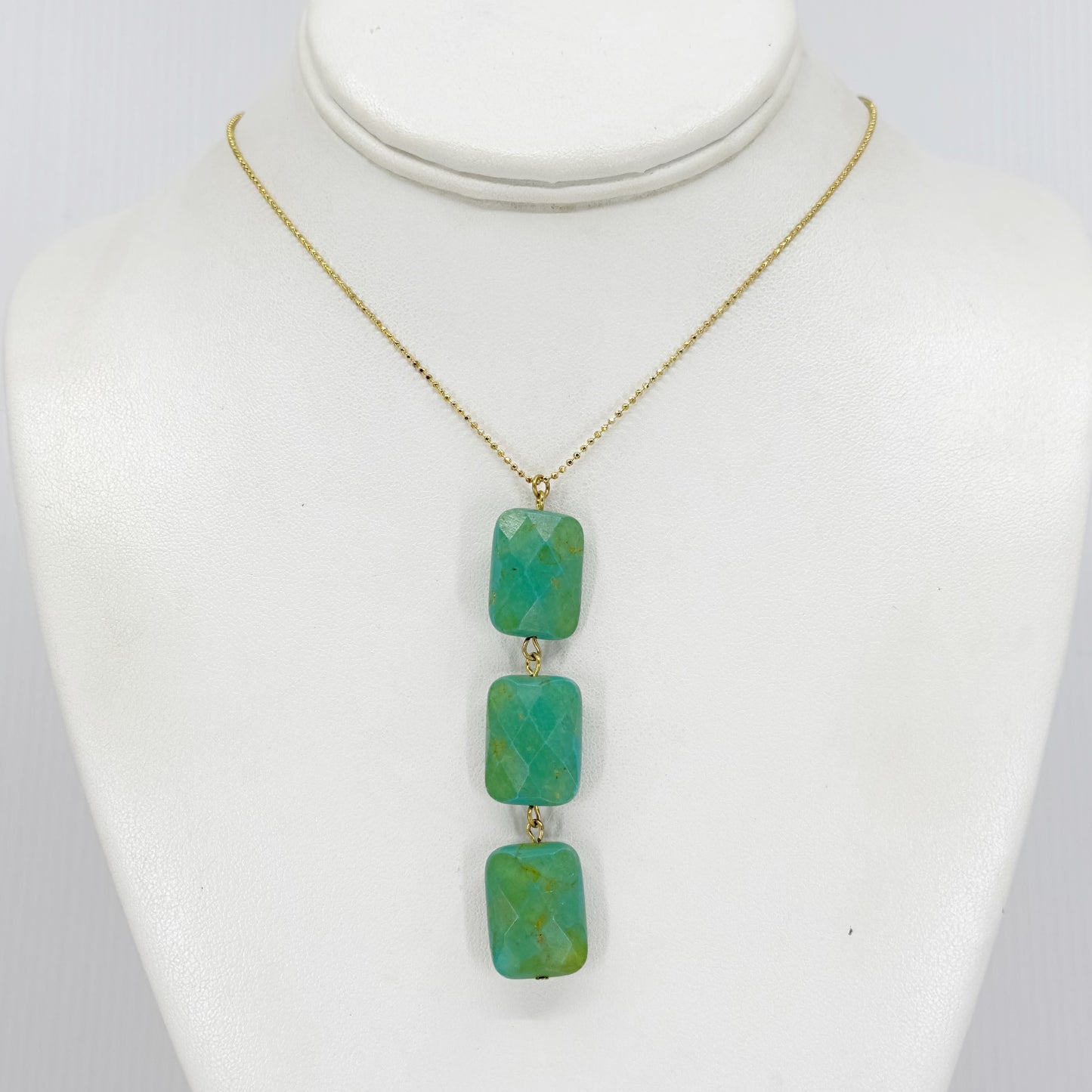 Gold Vermeil sterling silver turquoise bead necklace - GM184