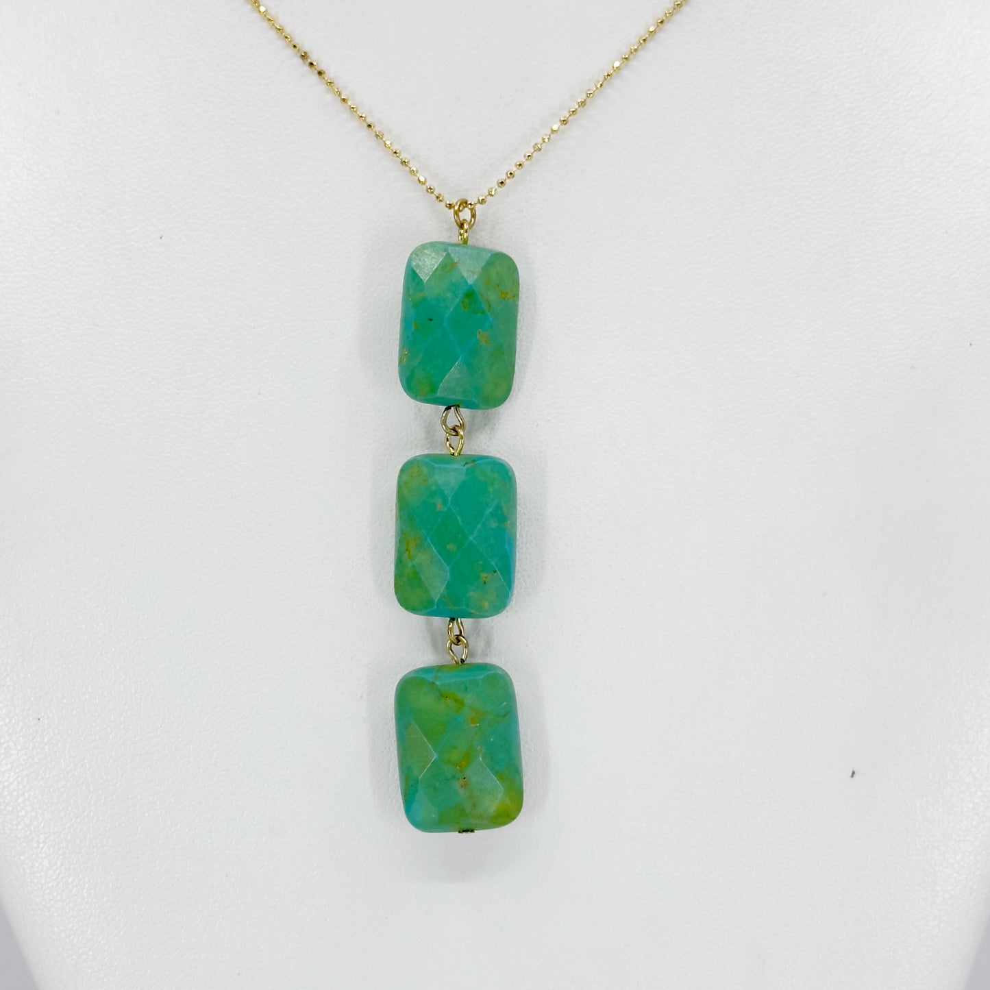 Gold Vermeil sterling silver turquoise bead necklace - GM184