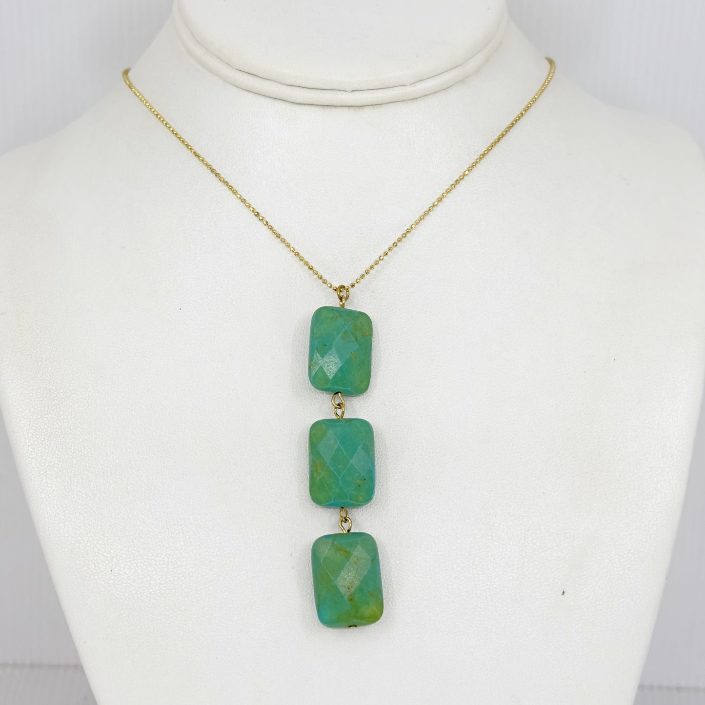Gold Vermeil sterling silver turquoise bead necklace - GM184