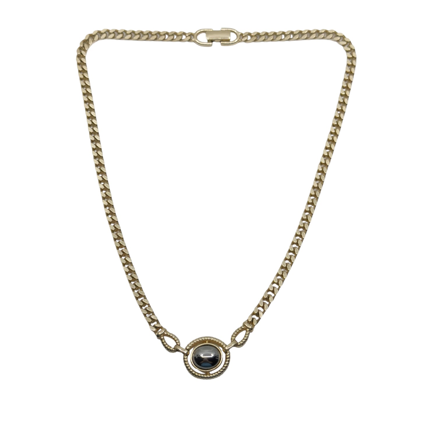 Louis Feraud Paris Gold Plated Hematite pendant necklace