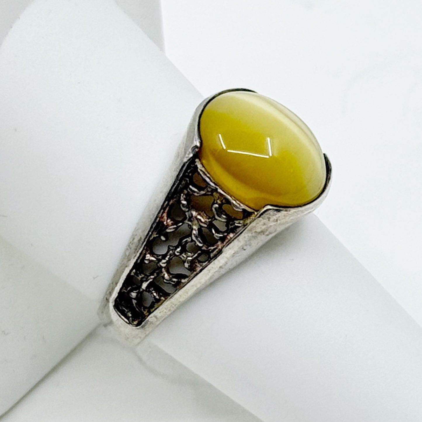 Vintage Sterling Silver cat eye cabochon ring - GM187
