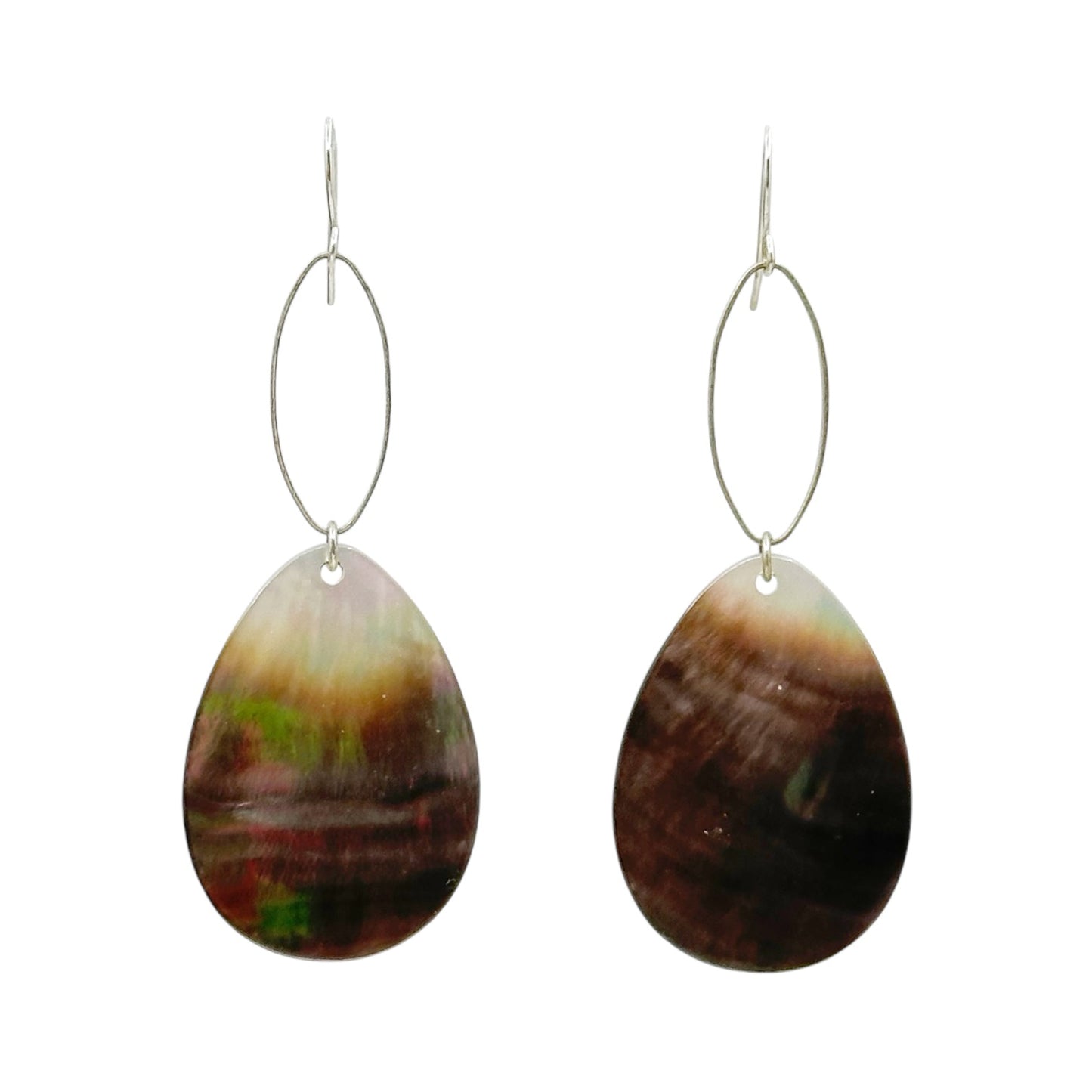Hand Made silver tone shell drop earrings - GM3022
