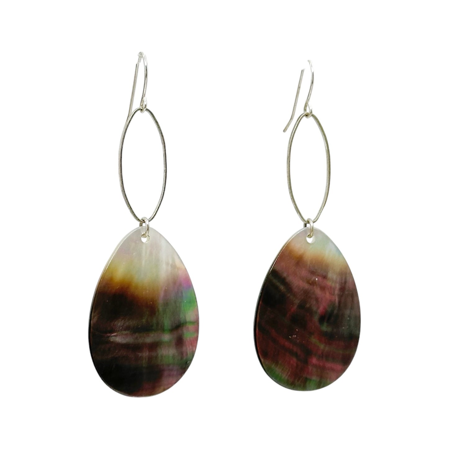 Hand Made silver tone shell drop earrings - GM3022