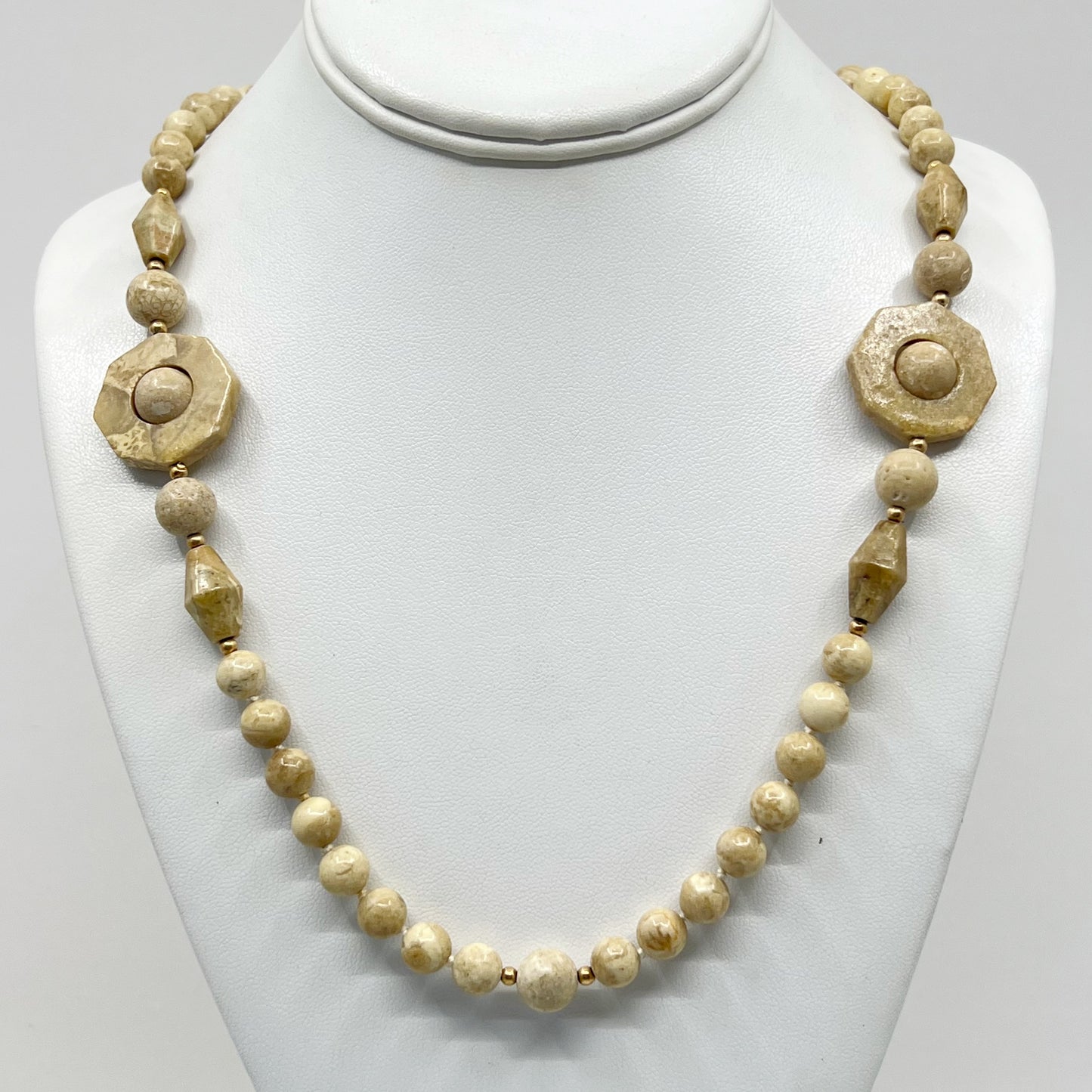 Hand Made 14k gold Jasper bead necklace - GM19