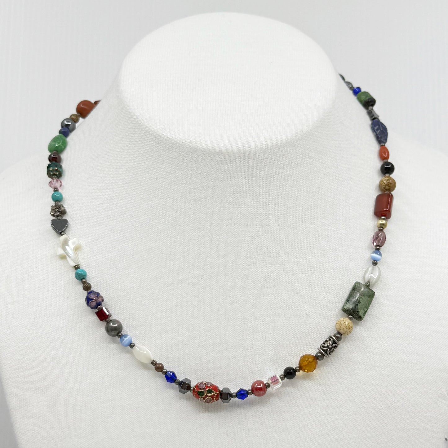 Hand Made sterling silver gemstone bead necklace GM726