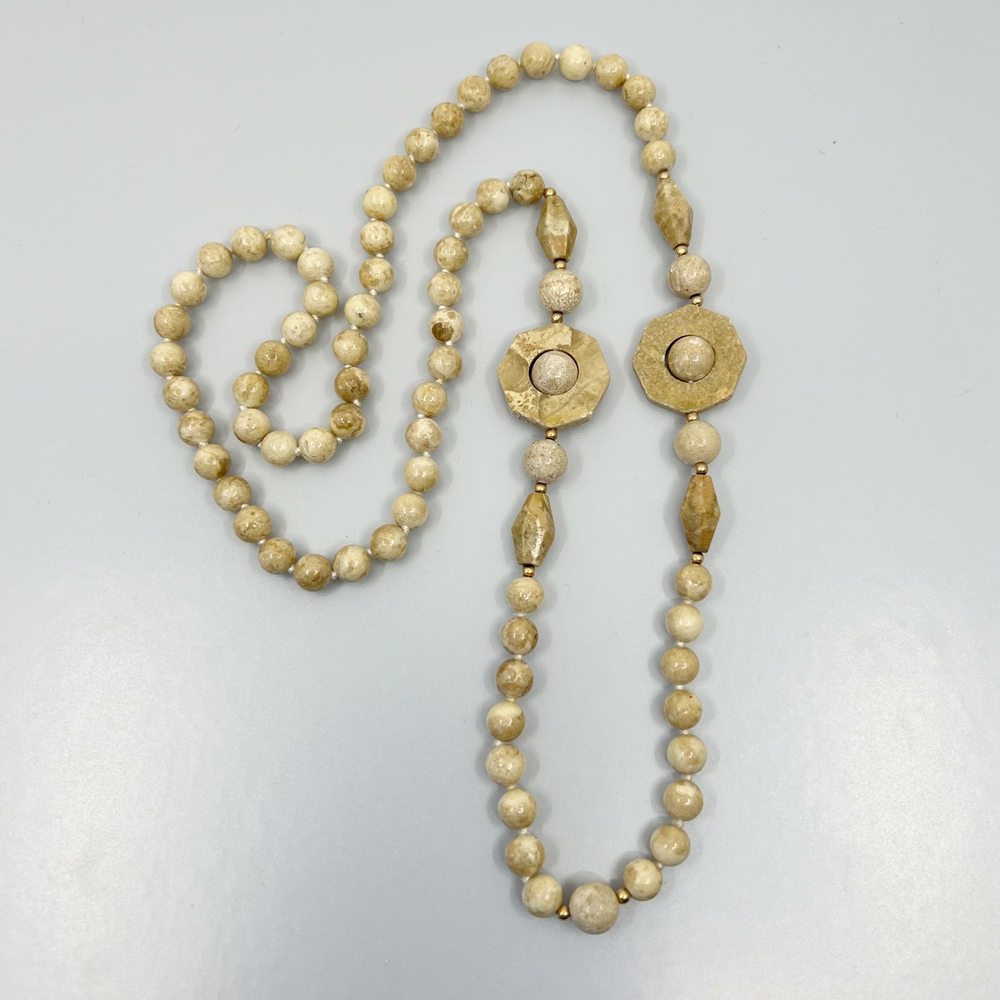 Hand Made 14k gold Jasper bead necklace - GM19
