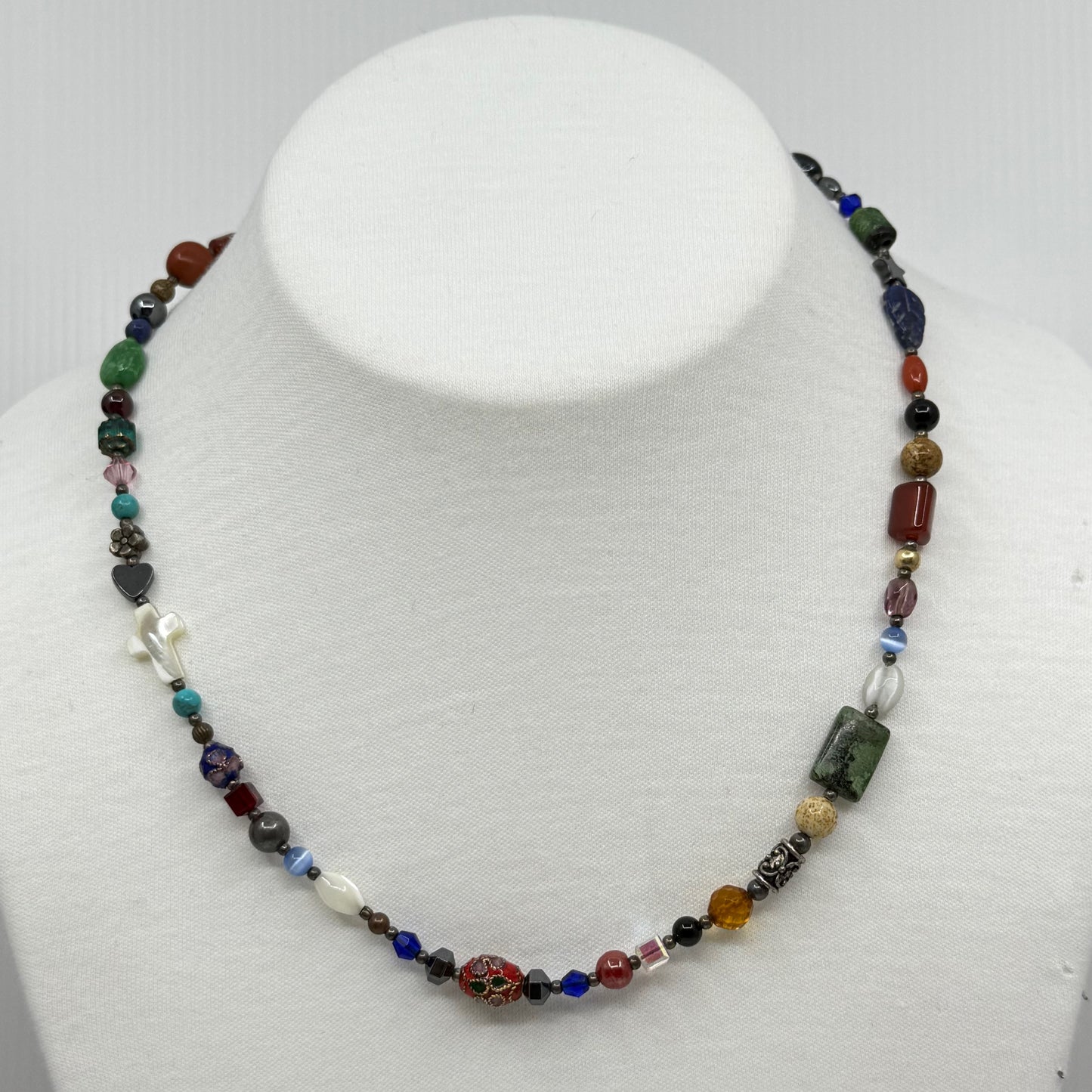 Hand Made sterling silver gemstone bead necklace GM726