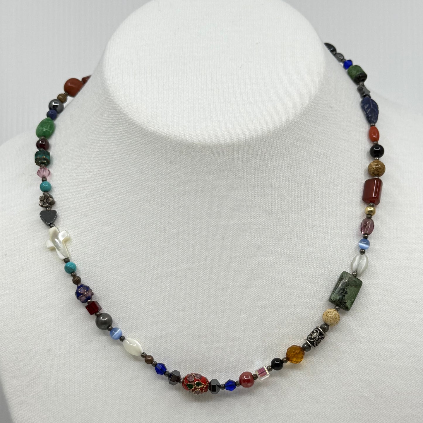 Hand Made sterling silver gemstone bead necklace GM726