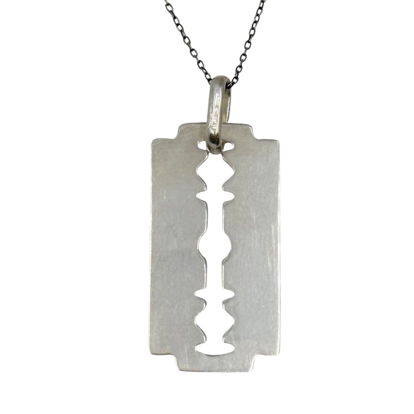 Sterling silver razor blade pendant - GM190