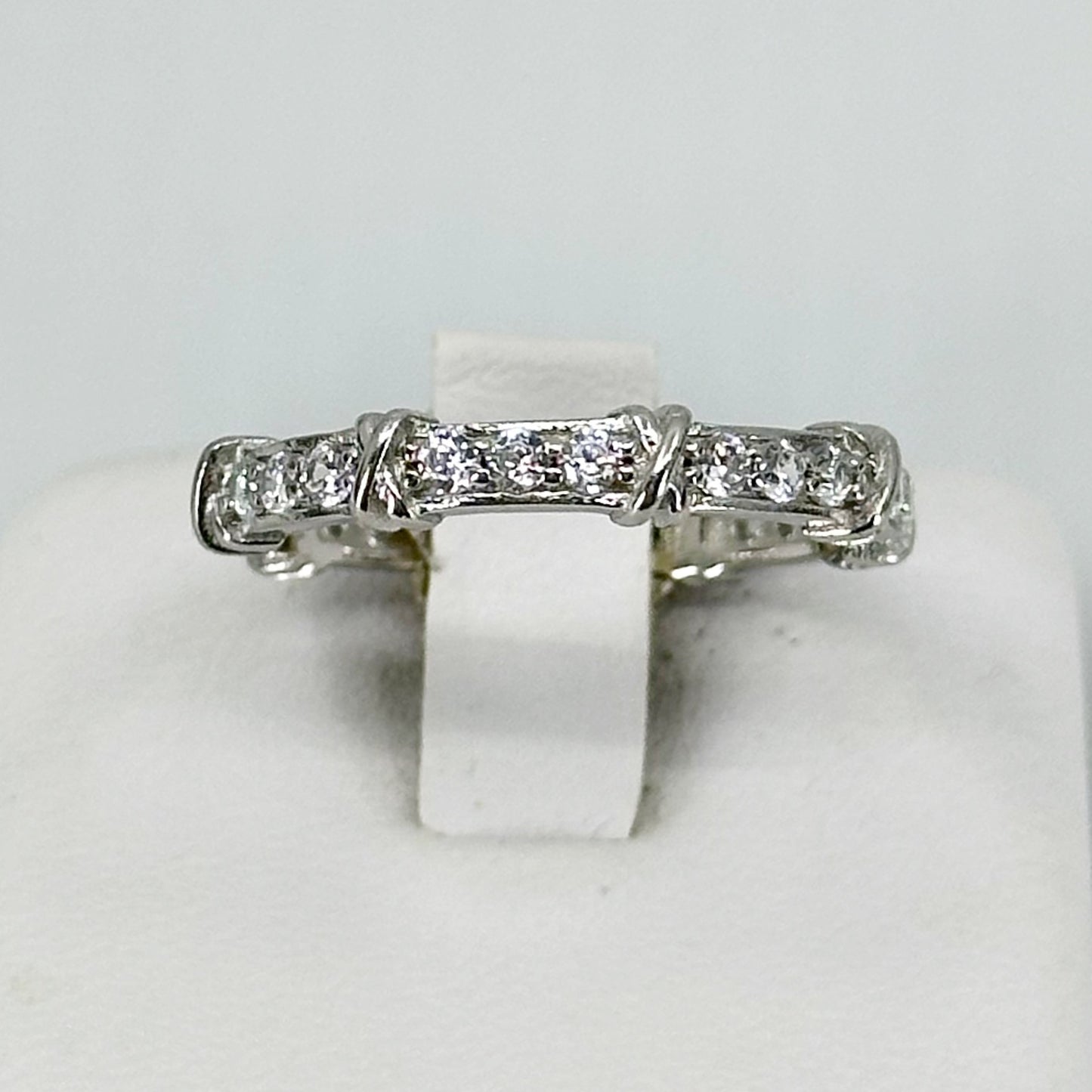 sterling silver cubic zirconia XO band ring - GM192