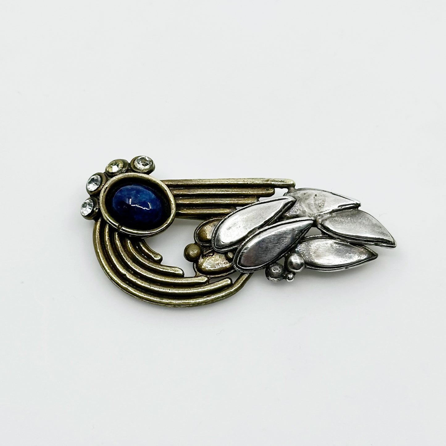 Vintage Kosmimi sterling silver & brass rhinestone brooch - GM193